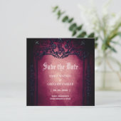 Elgant Gothic Aquamarin Rust Red Save the Date Ger Einladung (Stehend Vorderseite)