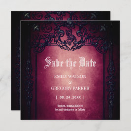 Elgant Gothic Aquamarin Rust Red Save the Date Ger Einladung
