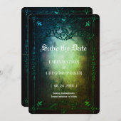 Elgant Gothic Aquamarin Rust Save the Date Gerahmt (Vorne/Hinten)