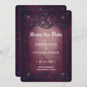 Elgant Gothic Aquamarin Rust Save the Date Gerahmt (Vorne/Hinten)