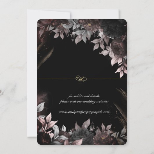 Elgant Gothic Rust Black Rose Save The Date (Rückseite)