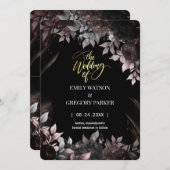 Elgant Gothic Rust Black Rose Save The Date (Vorne/Hinten)