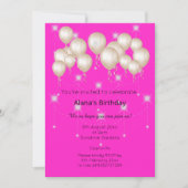 ELGANT MODERN DAMASK BLACK PINK GEBURTSTAG EINLADUNG (Vorderseite)