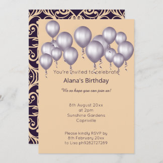 ELGANT MODERN DAMASK NAVY APRICOT EINLADUNG