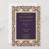 ELGANT MODERN DAMASK NAVY SILVER GOLD EINLADUNG (Vorderseite)