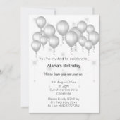 ELGANT MODERN DAMASK SILVER BALLOON Sparkone Einladung (Vorderseite)