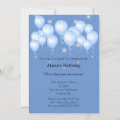 ELGANT NAVY MODERN SPRING BALLOON Sparkle Einladung (Vorderseite)