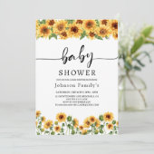 elgante Sonnenblume Babydusche Einladung (Stehend Vorderseite)