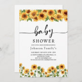 elgante Sonnenblume Babydusche Einladung (Vorne/Hinten)