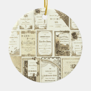 Elgin Illinois 1880er Sepia-Club-Einladungen Party Keramikornament