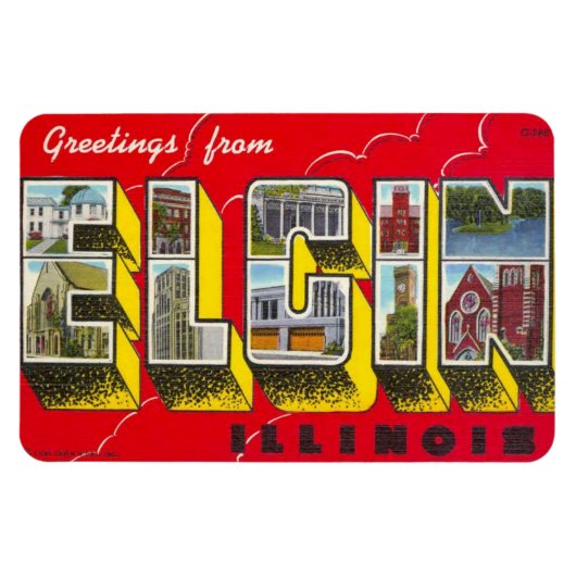 Elgin Illinois IL großes Buchstabe Postkartenmagne Magnet (Horizontal)