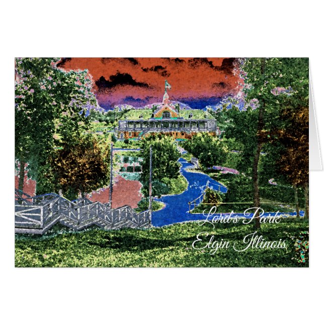 ELGIN ILLINOIS LORDS PARK PAVILION 1920ER KUNSTVIE (Vorderseite (Horizontal))