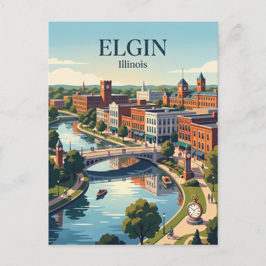 Elgin, Illinois Postkarte (Vorderseite)