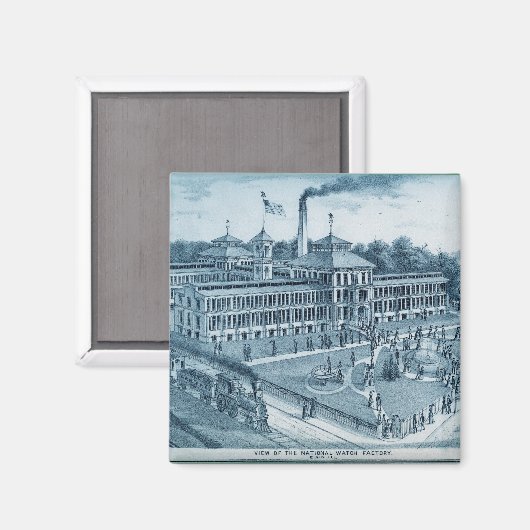 Elgin Watch Factory 1871 Image Elgin Illinois Magnet (Vorderseite/Rückseite)