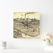 Elgin Watch Factory 1871 Image Elgin Illinois Quadratische Wanduhr (Zuhause)