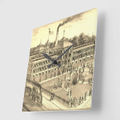 Elgin Watch Factory 1871 Image Elgin Illinois Quadratische Wanduhr (Winkel)