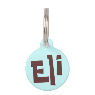 Eli Dark Brown on Light Blue Puppy Dodge Name Tag Tiermarke