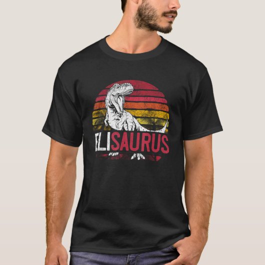 Eli Saurus Funny Personalisiert Dinosaur T Rex Nam T-Shirt (Vorderseite)