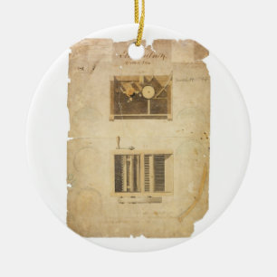 Eli Whitneys Patent für die Entkörnungsmaschine im Keramikornament