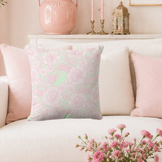 Elia 🌸 Soft Pink Barock Blumenmuster Kissen