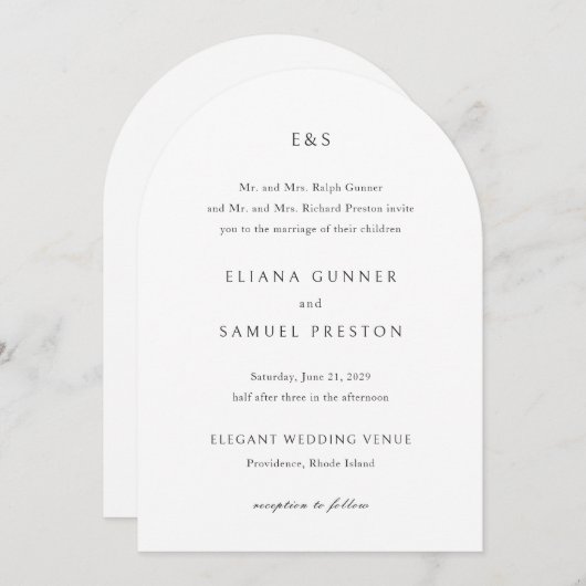 Eliana Monogram Classic Wedding Einladung (Vorne/Hinten)