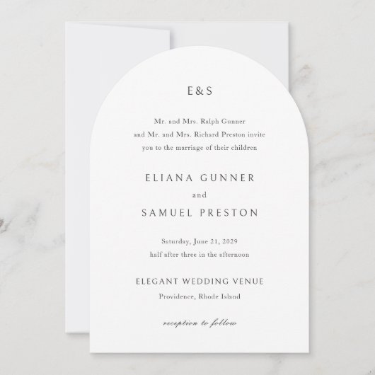 Eliana Monogram Classic Wedding Einladung (Vorderseite)