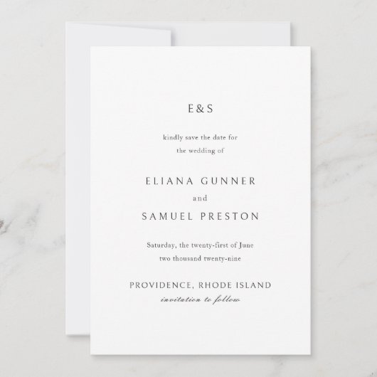 Eliana Monogram Classic Wedding Save The Date (Vorderseite)