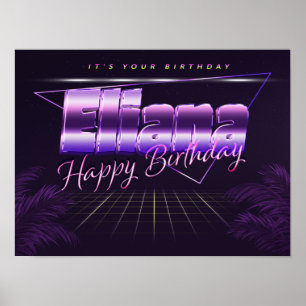 Eliana Name Vorname lila retro Poster Geburtstag