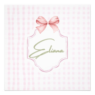 Eliana Personalisiert Pink Bow & Gingham Print Fotodruck