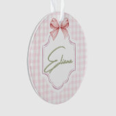 Eliana Personalisiert Pink Bow & Gingham Print Ornament (Vorderseite)