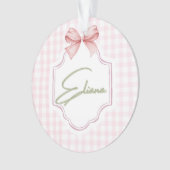 Eliana Personalisiert Pink Bow & Gingham Print Ornament (Vorderseite)