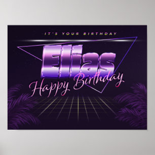 Elias Name Vorname lila retro Poster geburtstag
