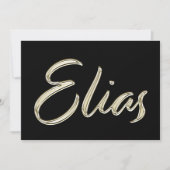 Elias Name white gold Handwriting Karte (Vorderseite)