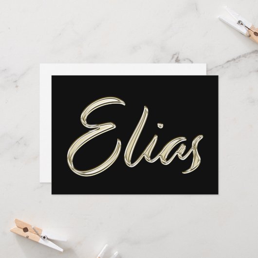 Elias Name white gold Handwriting Karte (Vorderseite/Rückseite Beispiel)