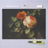 Elias van den Broeck, Still Life with Rose Tissu Seidenpapier (Handwerk)