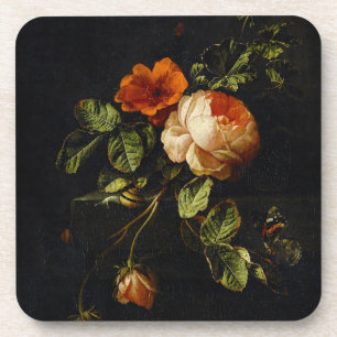 Elias van den Broeck, Stillleben mit Rose Getränkeuntersetzer