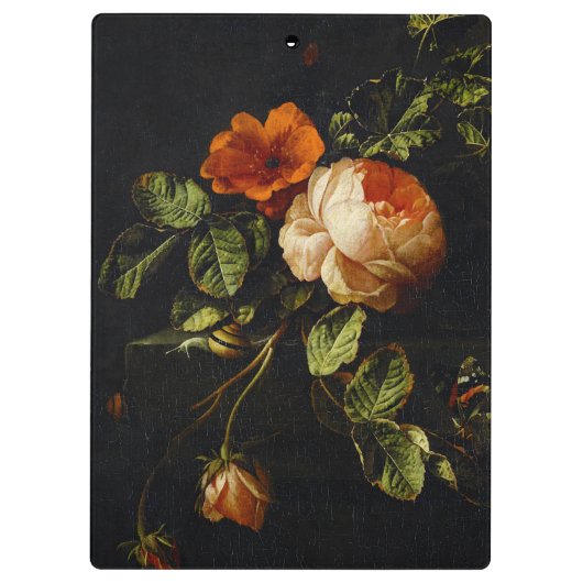 Elias van den Broeck, Stillleben mit Rose Klemmbrett (Rückseite)