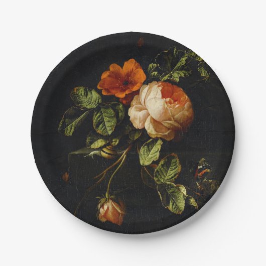 Elias van den Broeck, Stillleben mit Rose Pappteller (Vorderseite)