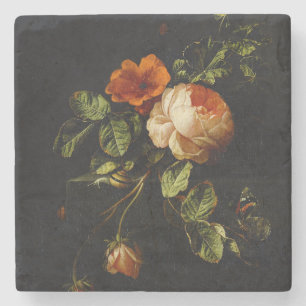 Elias van den Broeck, Stillleben mit Rose Steinuntersetzer