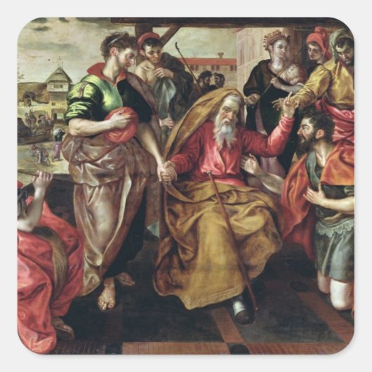 Eliezer Fragend für Rebecca zu Marry Isaac, 1562 Quadratischer Aufkleber (Vorderseite)