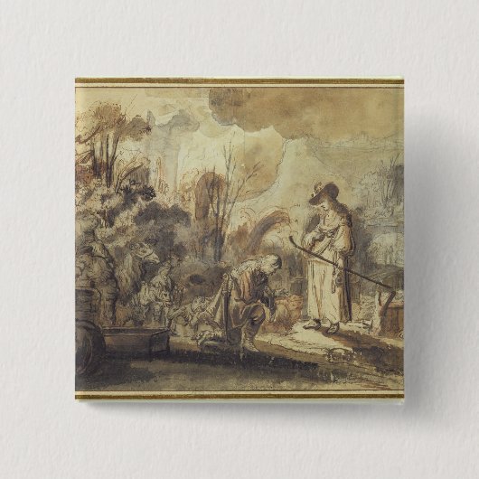 Eliezer und Rebecca am Brunnen Button (Vorderseite)