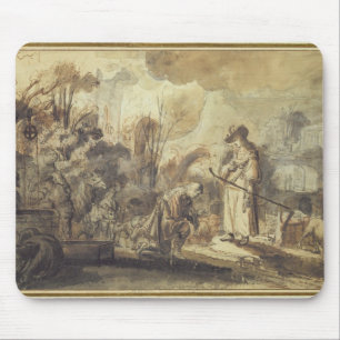 Eliezer und Rebecca am Brunnen Mousepad