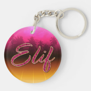Elif Vorname Name golden pink Schlüsselanhänger