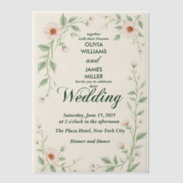 Eligant Simple Vellum Wedding Invitation Overlay Pergament Einladungen
