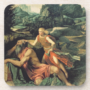 Elija besuchte durch einen Engel, c.1534 Untersetzer
