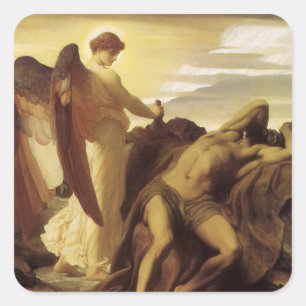 Elijah in Wilderness von Lord Frederic Leighton Quadratischer Aufkleber