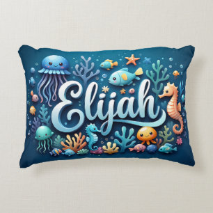 Elijah Name Ocean Thema dekorative Sea Life Dekokissen