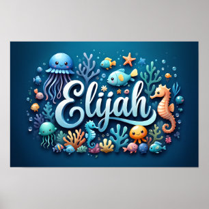 Elijah Ocean Kinderzimmer Unterwasser-Meerestiere Poster
