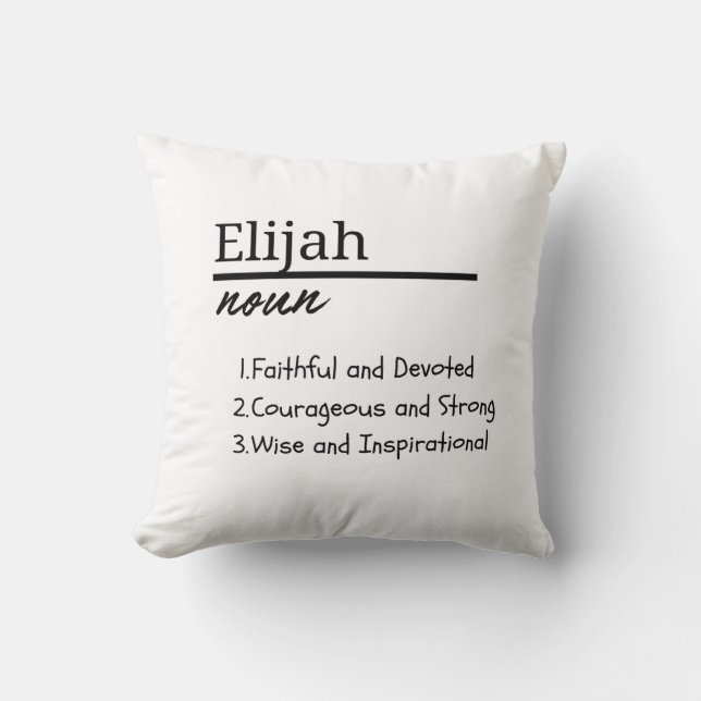 Elijah, Personalisierter Name Definition für Junge Kissen (Vorderseite)