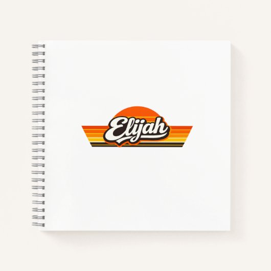 Elijah Retro-Sonnenuntergangs-Name-Design Notizblock (Vorderseite)